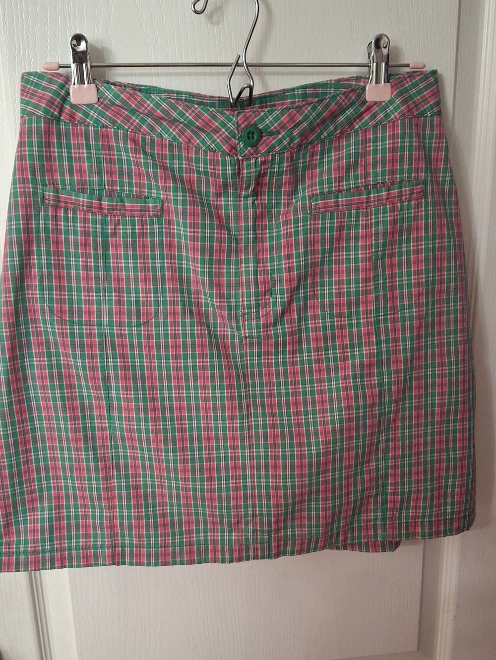 Bill Blass Pink & Green Plaid Skort Excellent Condition Size 10